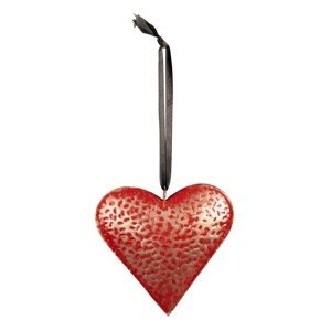 Červené antik závěsné kovové srdce S – 10x2x10 cm