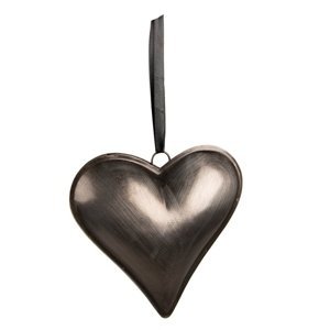 Šedé antik závěsné kovové srdce L – 23x4x22 cm