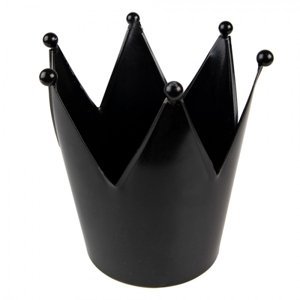Černý antik kovový svícen ve tvaru koruny – 18x21 cm