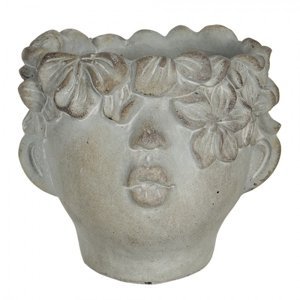 Květináč v designu busty hlavy s květinami Tete – 16x15x13 cm