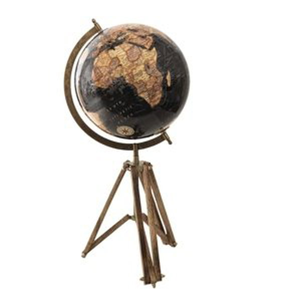 Černý dekorativní glóbus na dřevěné trojnožce Globe – 28x26x55 cm