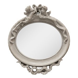 Dřevěné nástěnné zrcadlo s andílky – 28x5x33 cm