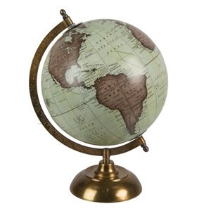Modro-hnědý dekorativní glóbus na kovovém podstavci Globe – 22x22x33 cm