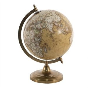 Hnědý dekorativní glóbus na kovovém podstavci Globe – 22x22x30 cm