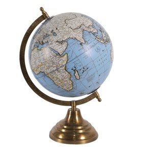 Modrý dekorativní glóbus na kovovém podstavci Globe – 22x22x33 cm