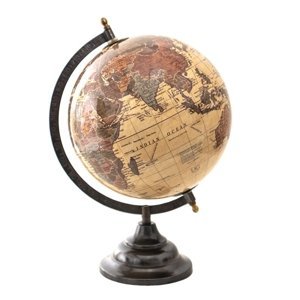Hnědý dekorativní glóbus na podstavci Globe – 22x22x33 cm