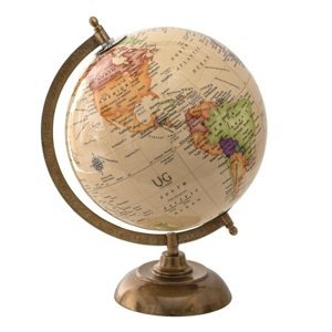 Béžový dekorativní glóbus na dřevěném podstavci Globe – 22x22x30 cm