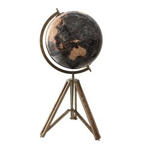 Černý dekorativní glóbus na dřevěné trojnožce Globe – 31x31x67 cm