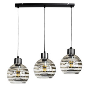 LED závěsné stropní svítidlo 3xE27 GLASS BALL stripes black