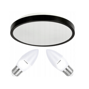 stropní LED svítidlo LARI-R BLACK - 2xE27 - IP20 + 2x E27 10W svíčka - neutrální bílá
