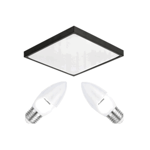 Stropní LED svítidlo LARI-S BLACK - 2xE27 IP20 + 2x E27 10W svíčka - neutrální bílá