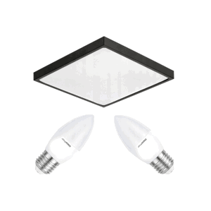 Stropní LED svítidlo LARI-S BLACK - 2xE27 IP20 + 2x E27 10W svíčka - studená bílá