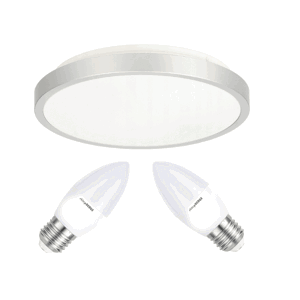 Stropní LED svítidlo SEMO-R SILVER - 2xE27 IP20 + 2x E27 10W svíčka - neutrální bílá