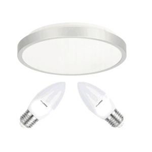 Stropní LED svítidlo SEMO-R SILVER - 2xE27 IP20 + 2x E27 10W svíčka - studená bílá
