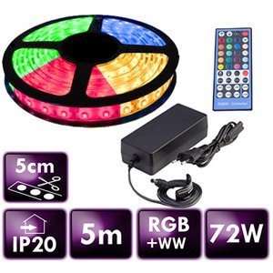 LED pásek - RGB+WW - SMD 5050 - 5m - 60LED/m - 14,4W/m - 2800L - IP20 - SADA