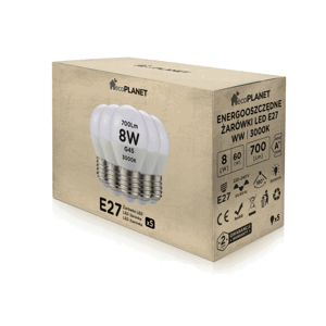 5x LED žárovka E27 - G45 - 8W - 700lm - teplá bílá