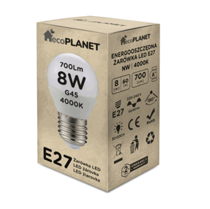 LED žárovka E27 - G45 - 8W - 700lm - neutrální bílá