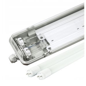Hermetické svítidlo s odrážečem světla T8 2x120cm IP65 ver3 + 2x LED trubice 18W neutrální bílá SADA