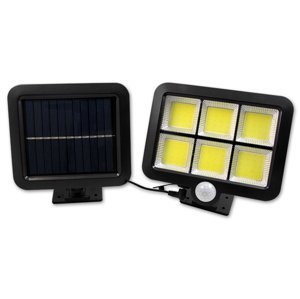 LED solární reflektor 6xCOB - 4W - senzor soumraku a pohybu - studená bílá