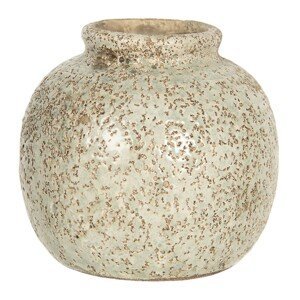 Světle hnědá váza s dirkovaným dekórem - Ø 8*8 cm Clayre & Eef