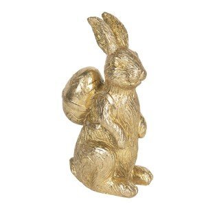 Zlatá dekorace králíka nesoucího vejce Métallique - 8*5*13 cm Clayre & Eef