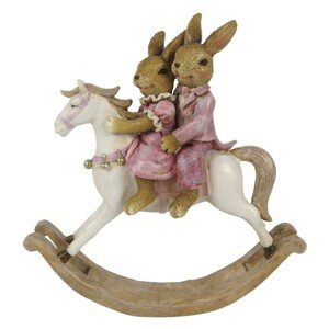 Dekorace králičích slečen na houpacím koníkovi - 13*4*14 cm Clayre & Eef