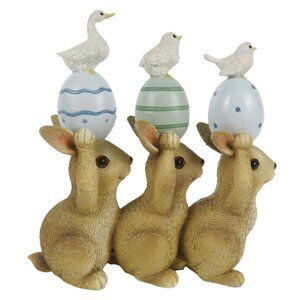 Velikonoční dekorace králíků s vajíčky - 12*4*12 cm Clayre & Eef