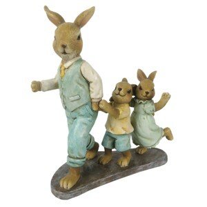 Velikonoční dekorace králičí rodinky na podstavci - 13*6*15 cm Clayre & Eef