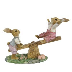 Dekorace králíčků na houpačce - 18*8*13 cm Clayre & Eef