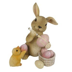 Velikonoční dekorace králíčka s vajíčky - 9*9*13 cm Clayre & Eef