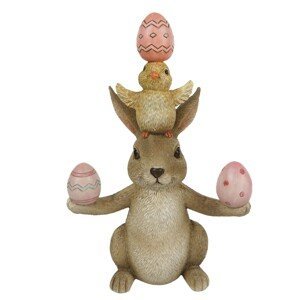 Dekorace králíka a ptáčka s velikonočními vajíčky - 11*6*16 cm Clayre & Eef