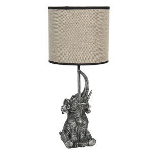 Stolní lampa s hnědým stínidlem a dekorací slona – Ø 20*45 cm / E27 Clayre & Eef