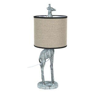 Stolní lampa s hnědým stínidlem a dekorací žirafy – Ø 20*52 cm / E27 Clayre & Eef