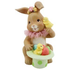 Velikonoční dekorace králičí slečny s kloboukem - 18*16*23 cm Clayre & Eef