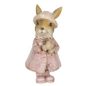 Dekorace králičí slečny v kabátku s kachničkou - 8*6*13 cm Clayre & Eef