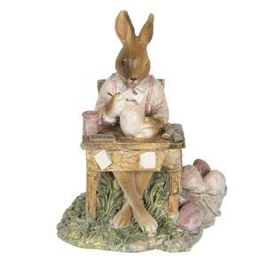 Dekorace králíka malujícího vajíčka - 11*9*14 cm Clayre & Eef