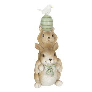 Velikonoční dekorace králíků s vajíčkem nad hlavou - 8*6*17 cm Clayre & Eef
