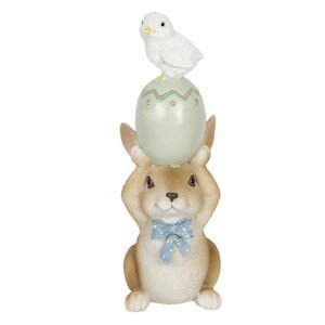 Velikonoční dekorace králíka s vajíčkem - 8*6*17 cm Clayre & Eef