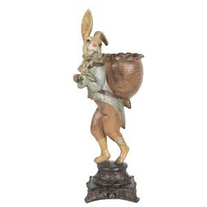 Barevná dekorace králíka s nůší na podstavci - 15*13*41 cm Clayre & Eef