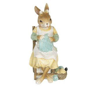 Velikonoční dekorace králičí slečny s pletením - 9*8*18 cm Clayre & Eef