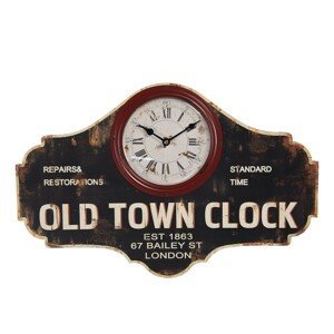 Retro nástěnné hodiny Old Town Clock - 50*3*33 cm / 1*AA Clayre & Eef