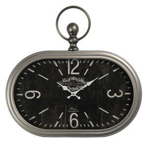 Černo-stříbrné vintage hodiny Cafe De La Tour - 50*3*44 cm / 1*AA Clayre & Eef