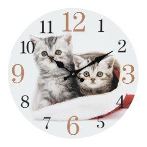 Nástěnné hodiny s motivem koťat – Ø 34*4 cm / 1*AA Clayre & Eef