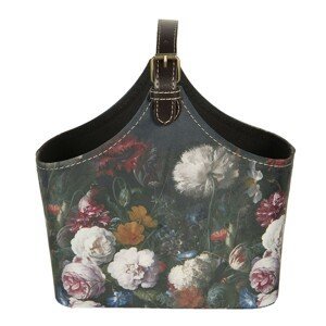 Tmavě tyrkysová dekorativní taška Colette s květinami - 25*12*22 cm Clayre & Eef
