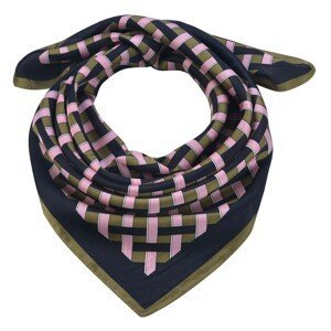 Modrý šátek s růžovými a hnědými proužky - 70*70 cm Clayre & Eef
