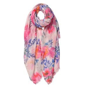 Růžový šátek s motivem květin - 70*180 cm Clayre & Eef