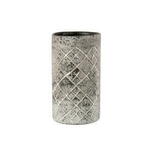 Šedá skleněná váza Checkered  - Ø14*25 cm J-Line by Jolipa