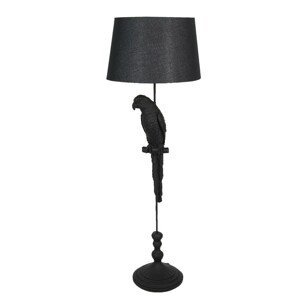 Černá stojací lampa s dekorací papouška – Ø 40*121 cm E27 /max 1*60W Clayre & Eef