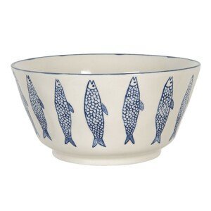 Keramická miska s modrým dekorem ryb Atalante – Ø 20*10 cm Clayre & Eef
