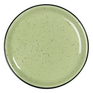 Mělký zelený keramický talíř s kaňkami Printemps – Ø 27*3 cm Clayre & Eef
